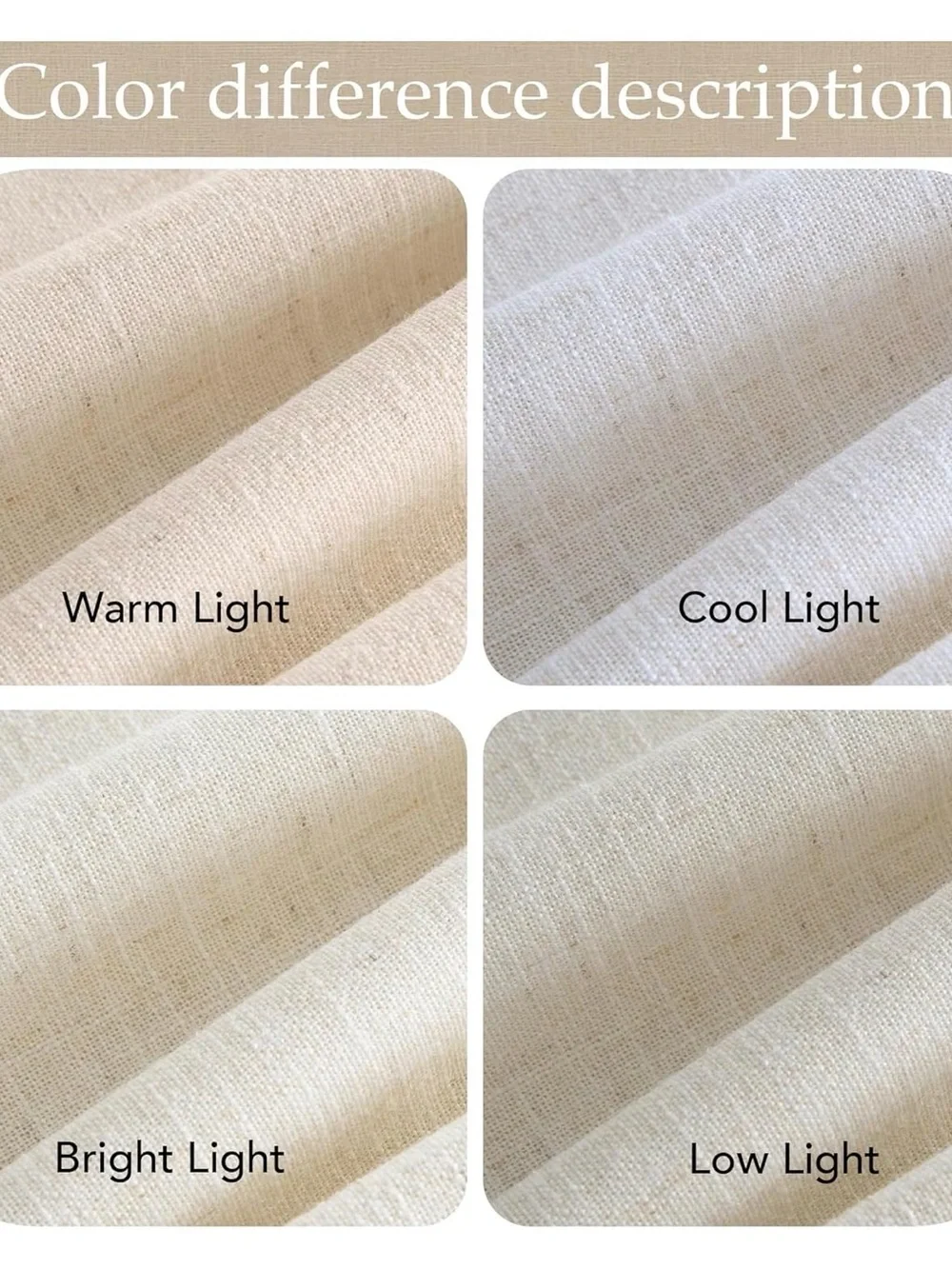 Nicetown Beige Linen Light Filtering Privacy Curtain Panels Rod Pocket 66x96